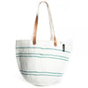 Mono Basket - Ella (Green/White 5 stripes & Long Leather Handles) | Gaya Alegria 